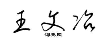 梁锦英王文冶草书个性签名怎么写