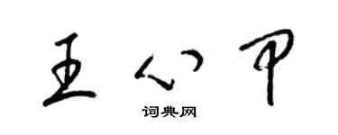 梁锦英王心甲草书个性签名怎么写