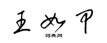 梁锦英王如甲草书个性签名怎么写