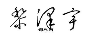 梁锦英黎泽宇草书个性签名怎么写