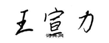 王正良王宣力行书个性签名怎么写