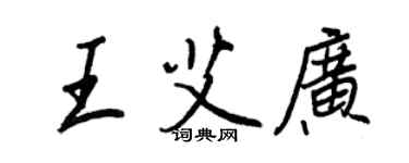 王正良王艾广行书个性签名怎么写