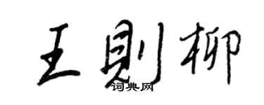 王正良王则柳行书个性签名怎么写