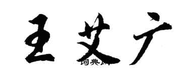 胡问遂王艾广行书个性签名怎么写