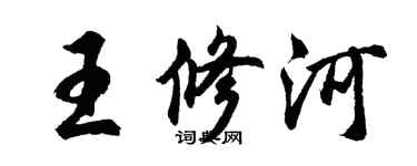 胡问遂王修河行书个性签名怎么写