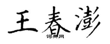 丁谦王春澎楷书个性签名怎么写