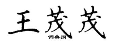 丁谦王茂茂楷书个性签名怎么写