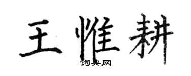 何伯昌王惟耕楷书个性签名怎么写