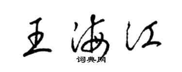 梁锦英王海江草书个性签名怎么写