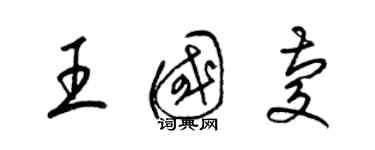 梁锦英王国庆草书个性签名怎么写