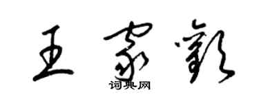 梁锦英王家欢草书个性签名怎么写