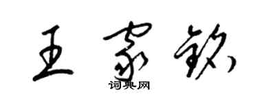 梁锦英王家铭草书个性签名怎么写