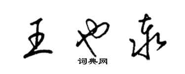 梁锦英王也泰草书个性签名怎么写