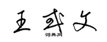 梁锦英王或文草书个性签名怎么写