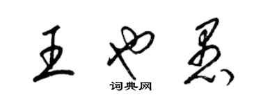 梁锦英王也愚草书个性签名怎么写