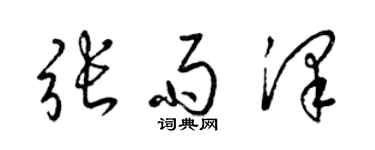 梁锦英张雨泽草书个性签名怎么写