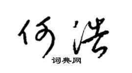 梁锦英何浩草书个性签名怎么写