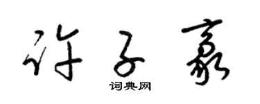 梁锦英许子豪草书个性签名怎么写