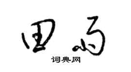 梁锦英田雨草书个性签名怎么写