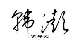 梁锦英韩澎草书个性签名怎么写