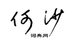 梁锦英何沙草书个性签名怎么写