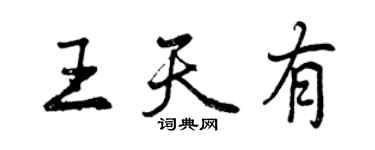 曾庆福王天有行书个性签名怎么写