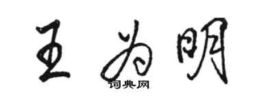 骆恒光王为明行书个性签名怎么写