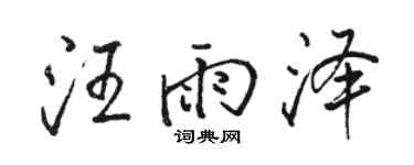 骆恒光汪雨泽行书个性签名怎么写