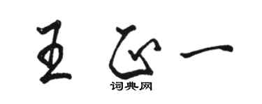 骆恒光王正一行书个性签名怎么写