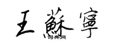 王正良王苏宁行书个性签名怎么写