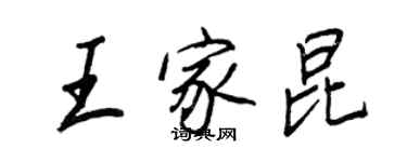 王正良王家昆行书个性签名怎么写