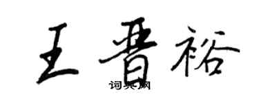 王正良王晋裕行书个性签名怎么写
