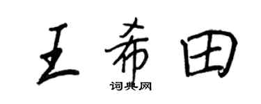 王正良王希田行书个性签名怎么写
