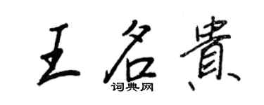 王正良王名贵行书个性签名怎么写