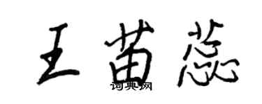 王正良王苗蕊行书个性签名怎么写