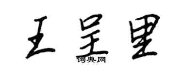王正良王呈里行书个性签名怎么写