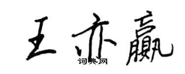 王正良王亦赢行书个性签名怎么写