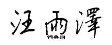 王正良汪雨泽行书个性签名怎么写