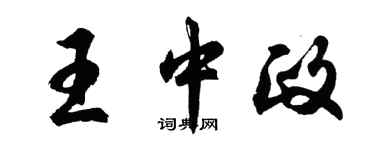 胡问遂王中政行书个性签名怎么写
