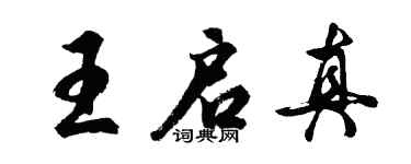 胡问遂王启真行书个性签名怎么写