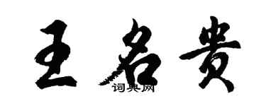 胡问遂王名贵行书个性签名怎么写