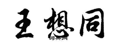 胡问遂王想同行书个性签名怎么写