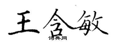 丁谦王含敏楷书个性签名怎么写