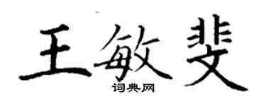 丁谦王敏斐楷书个性签名怎么写