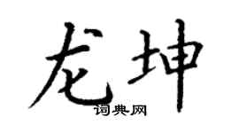 丁谦龙坤楷书个性签名怎么写