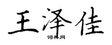 丁谦王泽佳楷书个性签名怎么写