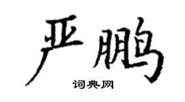 丁谦严鹏楷书个性签名怎么写