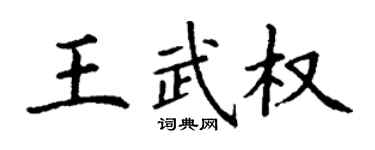 丁谦王武权楷书个性签名怎么写