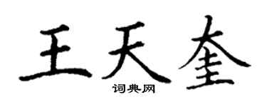 丁谦王天奎楷书个性签名怎么写