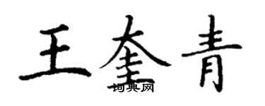 丁谦王奎青楷书个性签名怎么写